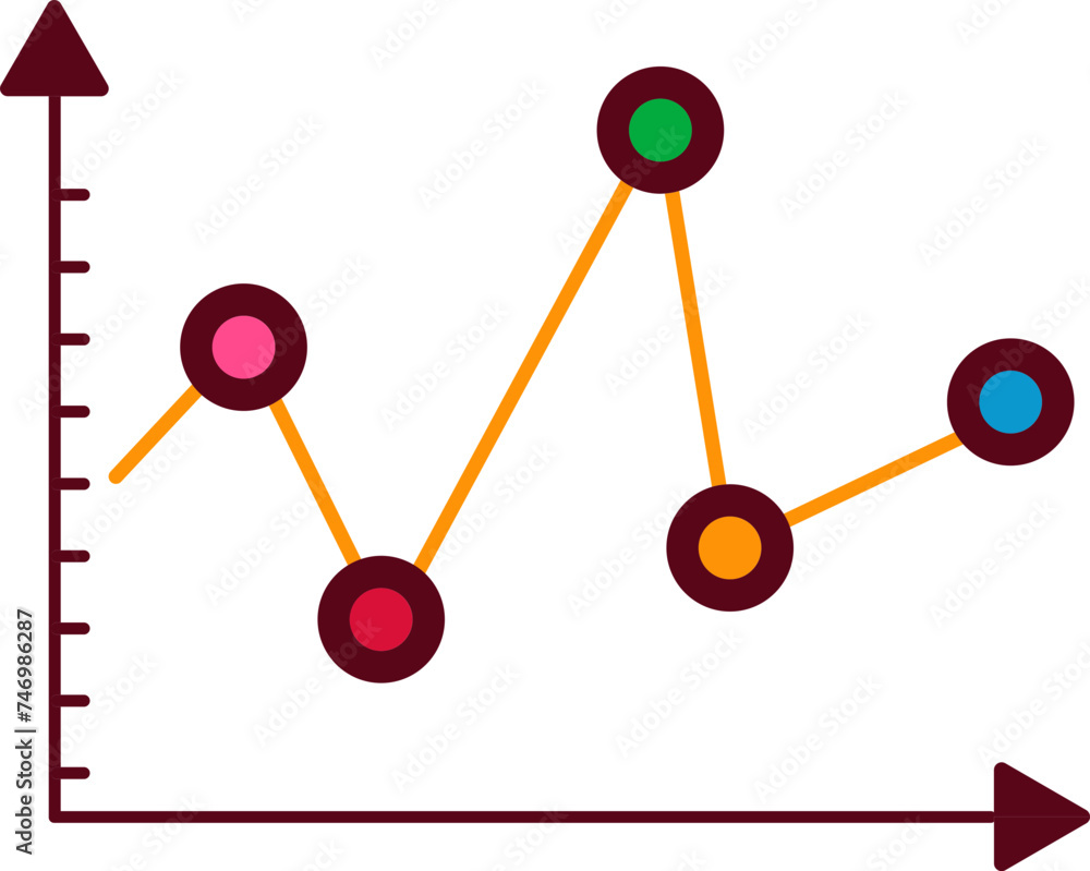 Poster vector illustration of colorful wave line graph with five point.