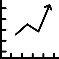 Graph chart with Wavy Arrow icon in black line art.