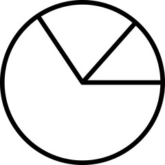 Black line art illustration of Three workflow pie chart icon.