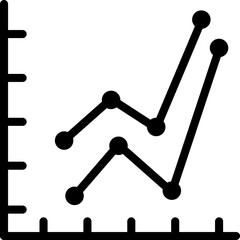 Strategy waves graph chart icon in thin line art.