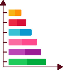 Six Process Bar Graph Horizontal Chart Colorful Icon.