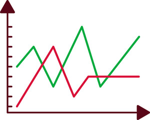 Colorful Wave Line Graph Chart icon in flat style.