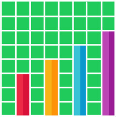 Vector illustration of Colorful Vertical Column Chart Bar Graph Chart with Four Step.