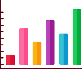 Colorful Bar Graph icon on White Background.
