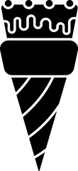 Illustration of Ice Cream Cone Icon In Black And White Color.