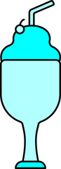 Ice Cream Glass Icon In Cyan Color.