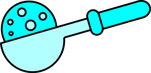 Ice Cream Scoop Icon In Cyan Color.