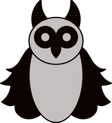 Scary Owl Icon in Gray and Black Color.