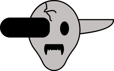 Black and Gray Knife in Skull Icon or Symbol.