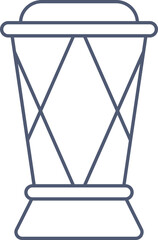 Blue Outline Drum Icon Or Symbol.