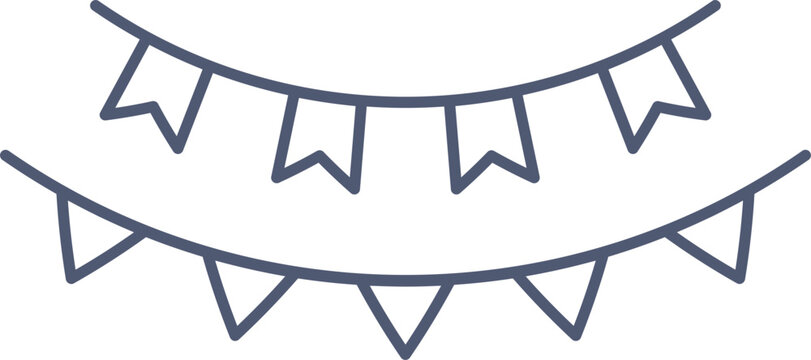 recommend clip art: Illustration Of Bunting Garland Icon In Line Art Style.