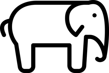 Elephant icon in black line art.