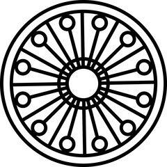 Line art Ashok wheel icon in flat style.