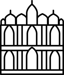 Hawa mahal icon in line art.