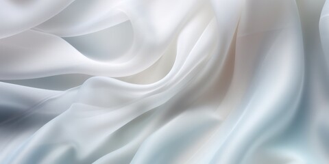 Fototapeta premium Abstract White silk fabric, weave of cotton or linen satin fabric lies texture background. 