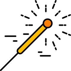 Firecracker stick icon in yellow and black color.