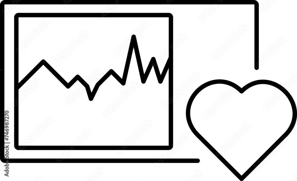 Sticker ecg machine icon in line art