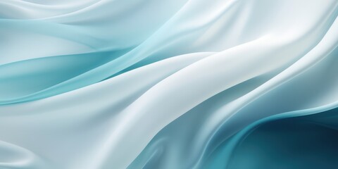 Obraz premium Abstract white and Turquoise silk fabric, weave of cotton or linen satin fabric lies texture background. 