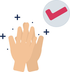 Check or Apply Hand Wash icon in flat style.