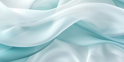 Abstract white and Turquoise silk fabric, weave of cotton or linen satin fabric lies texture background.

