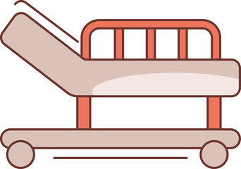 Brown and Orange Wheeled Stretcher icon in flat style.