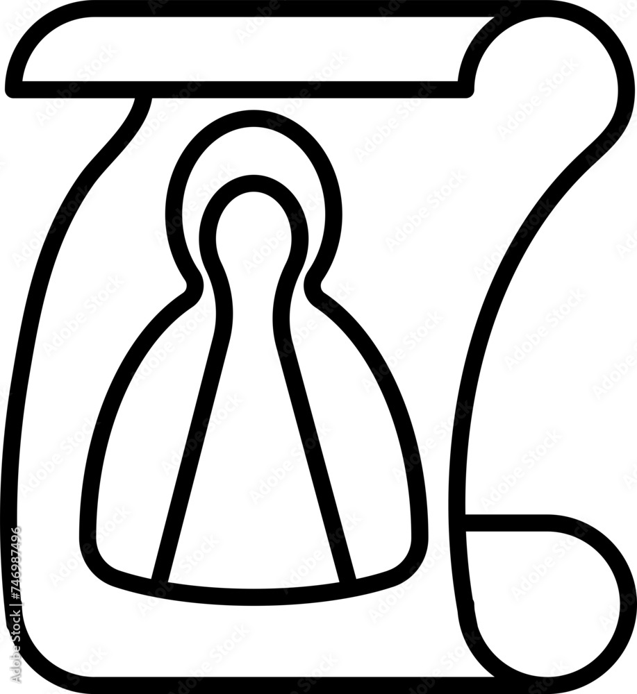 Poster missing or wanted man information scroll paper icon in thin line art.