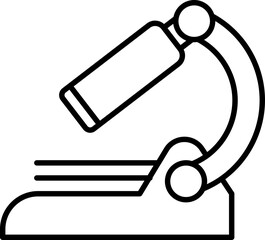 Black outline Microscope icon in flat style.