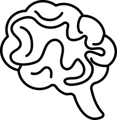 Illustration of Human brain icon in black line art.