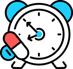 Medicine time colorful icon in flat style.