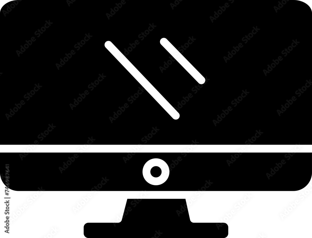 Wall mural Monitor Icon or Symbol in B&W Color.