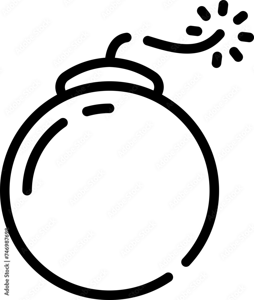 Canvas Prints black outline bomb icon on white background.