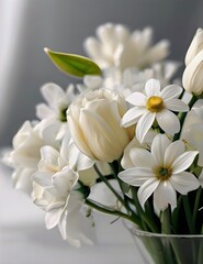 bouquet of white flowers HD 8K wallpaper Stock Photographic Image Generative AI
