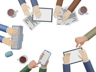 上から見た打ち合わせの様子の3Dイラスト