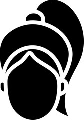 B&W Illustration Of Faceless Girl In Ponytail Hairstyle.