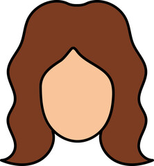 Woman Face With Open Hair Icon In Brown And Orange Color.