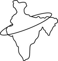 India Map icon or symbol in black line art.