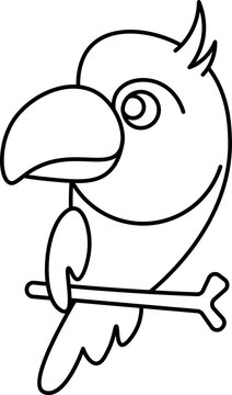 recommend clip art: Black Line Art Illustration Of Parrot Sitting On Branch Icon.