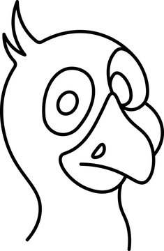 recommend clip art: Cartoon Parrot Face Icon in Black Line Art.