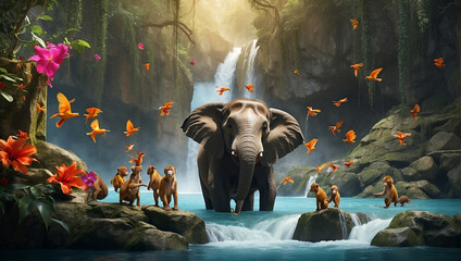 Elephant wallpaper HD - obrazy, fototapety, plakaty