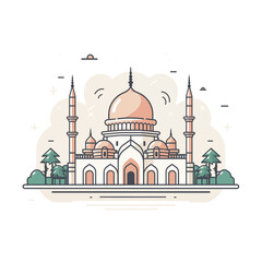Mosque Illustration Isolated on White