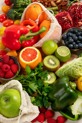 Products high in vitamin C. Healthy food concept