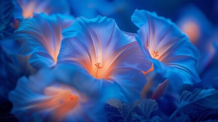 Ethereal Glow: Ipomoea alba flowers radiate with a celestial aura.