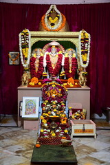 Lord Ram Statue in Temple. Flowers Garland. Ramayana.  Lakshman. Goddess Sita. Shri Ram. Ram Navami