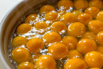 美味しい金柑の甘露煮の作り方　水洗い　ふきこぼし　甘露煮込み
