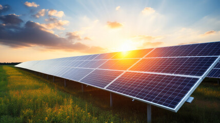 Solar panels outdoors, in production