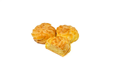 Soes Cake also known as Choux Pastry isolated on white background