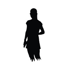 vector design of the silhouette of a badminton player posing for a photo