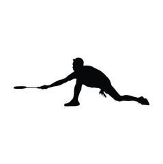 Obraz premium silhouette design of a badminton athlete receiving the ball from his opponent.