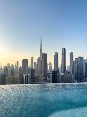 Fototapeta na wymiar View of Dubai skyline including the Burj Khalifa, the world's tallest skyscraper as seen from Business Bay in Dubai, UAE