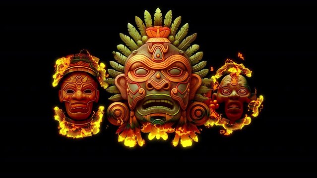 Ancient masks of the gods.
Animation on the theme of civilizations, history and archaeology.